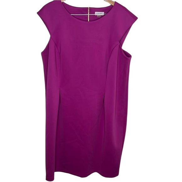 Calvin Klein Magenta Sleeveless Midi Sheath Dress Women Plus Size 20W - Picture 1 of 5